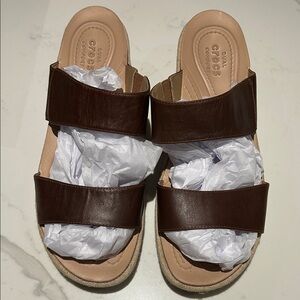 CROCS Women’s Dark Brown Dual Strap Slide Sandals
